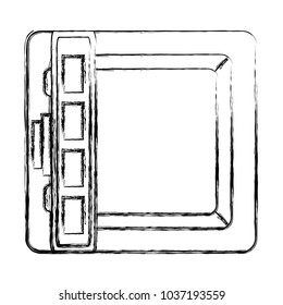 Uncolored electronic safe doodle over white background vector illustration