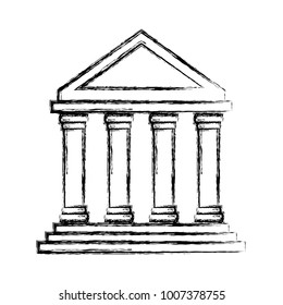 uncolored greek building vector illustration