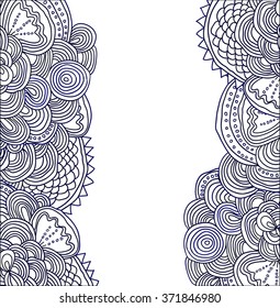 Uncolored hand drawn pattern. Coloring book page for adults. Doodles with vintage flowers pattern. Zendala. Zentagle.