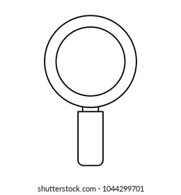 Uncolored Magnifiying Glass  Vector Illustration