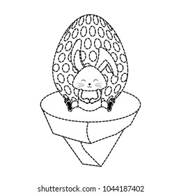 uncolored rabbit  on piece land   vector illustration