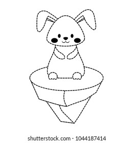 uncolored rabbit  on piece land   vector illustration