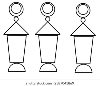 Uncolored Ramadan lantern on a white background