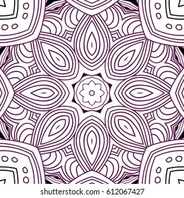 Uncolored symmetric tracery for colouring. Can be used as adult coloring book, coloring page, card, invitation. Sacred geometry