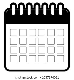 Uncolored thick line calendar over white background vector illustration