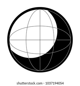 Uncolored thick line globe over white background vector illustration