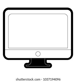 Uncolored thick line screen over white background vector illustration