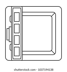 Uncolored thin line electronic safe over white background vector illustration