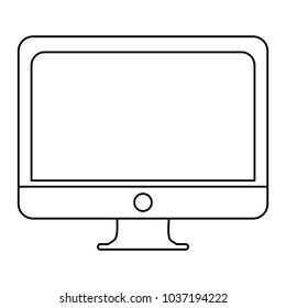 Uncolored thin line screen over white background vector illustration
