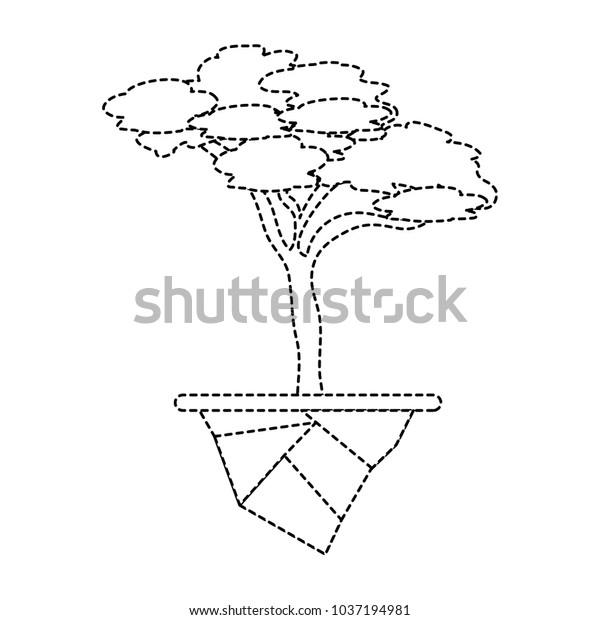 Uncolored Umbrella Stone Pine Tree Earth Stock Vector (Royalty Free ...
