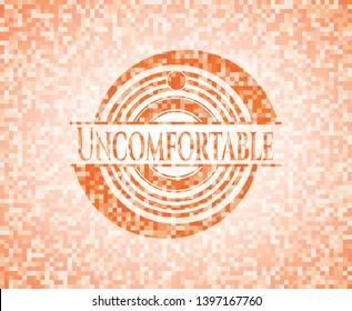 Uncomfortable abstract emblem, orange mosaic background