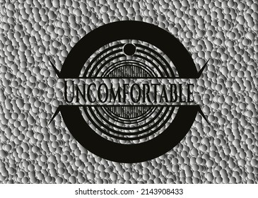 Emblema negro incómodo con fondo de burbujas. Ilustración vectorial. Detallado. 