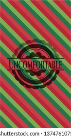 Uncomfortable christmas emblem background.