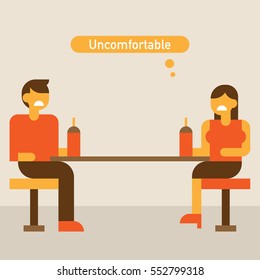An uncomfortable couple illustration.