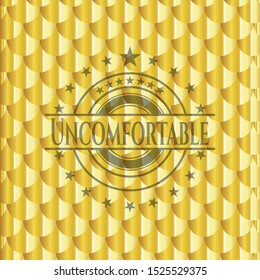 Uncomfortable golden emblem. Scales pattern. Vector Illustration. Detailed.