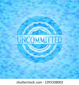 Uncommitted realistic light blue emblem. Mosaic background