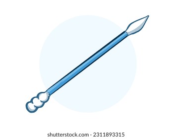 Uncommon blue and white colored cotton buds shape vector illustration isolated on horizontal white background. Simple flat outlined cartoon art style drawing.