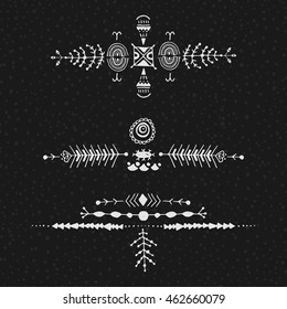 Uncommon Ethnic Vector Hand Drawn Lettering With Geometric And Aztec Decor Elements. Trendy Tribal collection with stroke, line, decorative elements, geometric symbols. Ethnic style