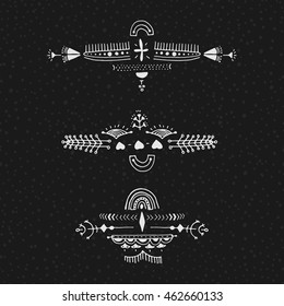 Uncommon Ethnic Vector Hand Drawn Lettering With Geometric And Aztec Decor Elements. Trendy Tribal collection with stroke, line, decorative elements, geometric symbols. Ethnic style