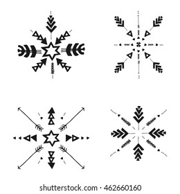 Uncommon Ethnic Vector Hand Drawn Lettering With Geometric And Aztec Decor Elements. Trendy Tribal collection with stroke, line, decorative elements, geometric symbols. Ethnic style