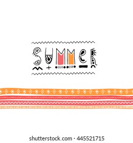 Uncommon Vector Hand Drawn With Geometric And Aztec Decor Elements. Tribal collection with stroke, line, decorative elements. For labels, signs, prints, posters, and  phone case.Summer