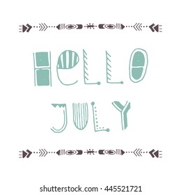Uncommon Vector Hand Drawn With Geometric And Aztec Decor Elements. Tribal collection with stroke, line, decorative elements. For labels, signs, prints, posters, and  phone case. Hello July
