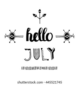 Uncommon Vector Hand Drawn With Geometric And Aztec Decor Elements. Tribal collection with stroke, line, decorative elements. For labels, signs, prints, posters, and  phone case. Hello July