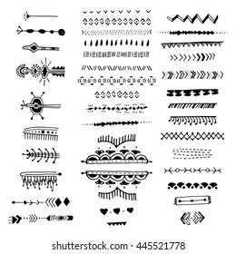 Uncommon Vector Hand Drawn With Geometric And Aztec Decor Elements. Tribal collection with stroke, line, decorative elements, geometric symbols. For labels, signs, prints, posters, and  phone case