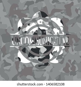 Uncommunicative grey camo emblem. Vector Illustration.