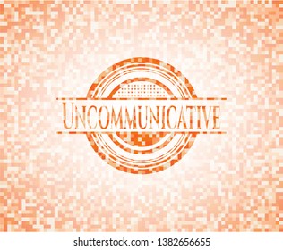 Uncommunicative orange tile background illustration. Square geometric mosaic seamless pattern with emblem inside.
