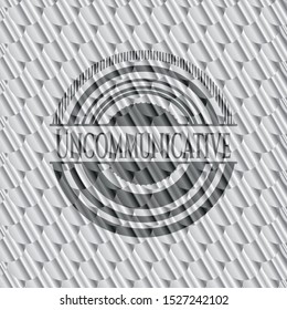 Uncommunicative shiny silver badge. Scales pattern. Vector Illustration. Detailed.