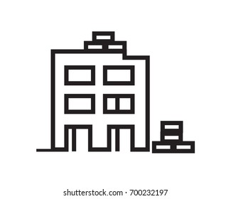 uncompleted building icon, building under construction, icon design, isolated on white background