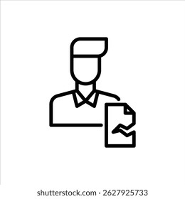 Uncompleted task outline icon. task failed black line illustration.