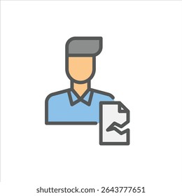 Uncompleted task outline icon. task failed color line illustration.
