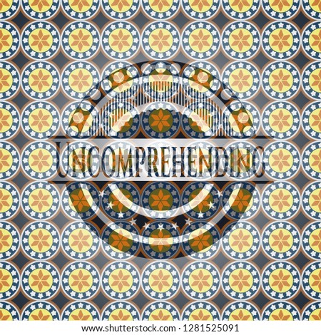 Uncomprehending arabic emblem. Arabesque decoration.