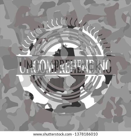 Uncomprehending on grey camouflaged texture