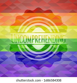 Unverständlich auf mosaikem Hintergrund mit den Farben der LGBT-Flagge