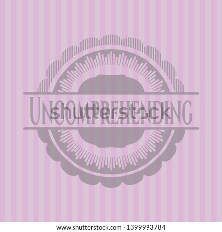 Uncomprehending retro style pink emblem. Vector Illustration. Detailed.