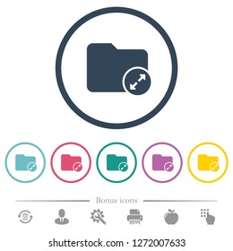 Uncompress directory flat color icons in round outlines. 6 bonus icons included.