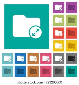 Uncompress directory multi colored flat icons on plain square backgrounds. Included white and darker icon variations for hover or active effects.