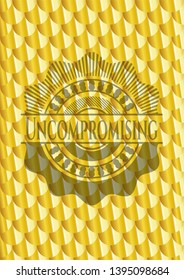 Uncompromising gold emblem. Scales pattern. Vector Illustration. Detailed.