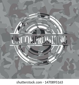 Uncompromising on grey camouflaged pattern