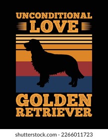 Goldene Retrievaltypografie mit unbedingter Liebe und Vektorgrafik von Hemden und Illustratoren 