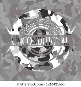 Unconditional on grey camo texture