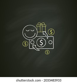 Unconditional payment chalk icon. Mandatory contribution. Profitable investment. Universal basic income concept. Isolated vector illustration on chalkboard