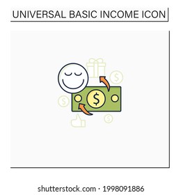 Unconditional payment color icon. Mandatory contribution. Profitable investment. Universal basic income concept. Isolated vector illustration