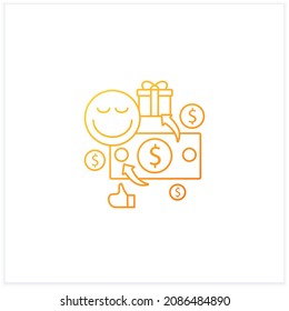 Unconditional payment gradient icon. Mandatory contribution. Profitable investment. Universal basic income concept.Isolated vector illustration.Suitable to banners, mobile apps and presentation