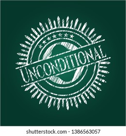 Unconditional written with chalkboard texture. Vector Illustration. Detailed.