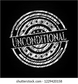 Unconditional written on a chalkboard