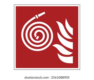 Unconnected Fire Hose Sign Vector Indicating Location of Fire Hose Without Water Connection, Perfect for Emergency and Safety Management, High-Quality Vector Stock Image, ISO 7010 Compliant